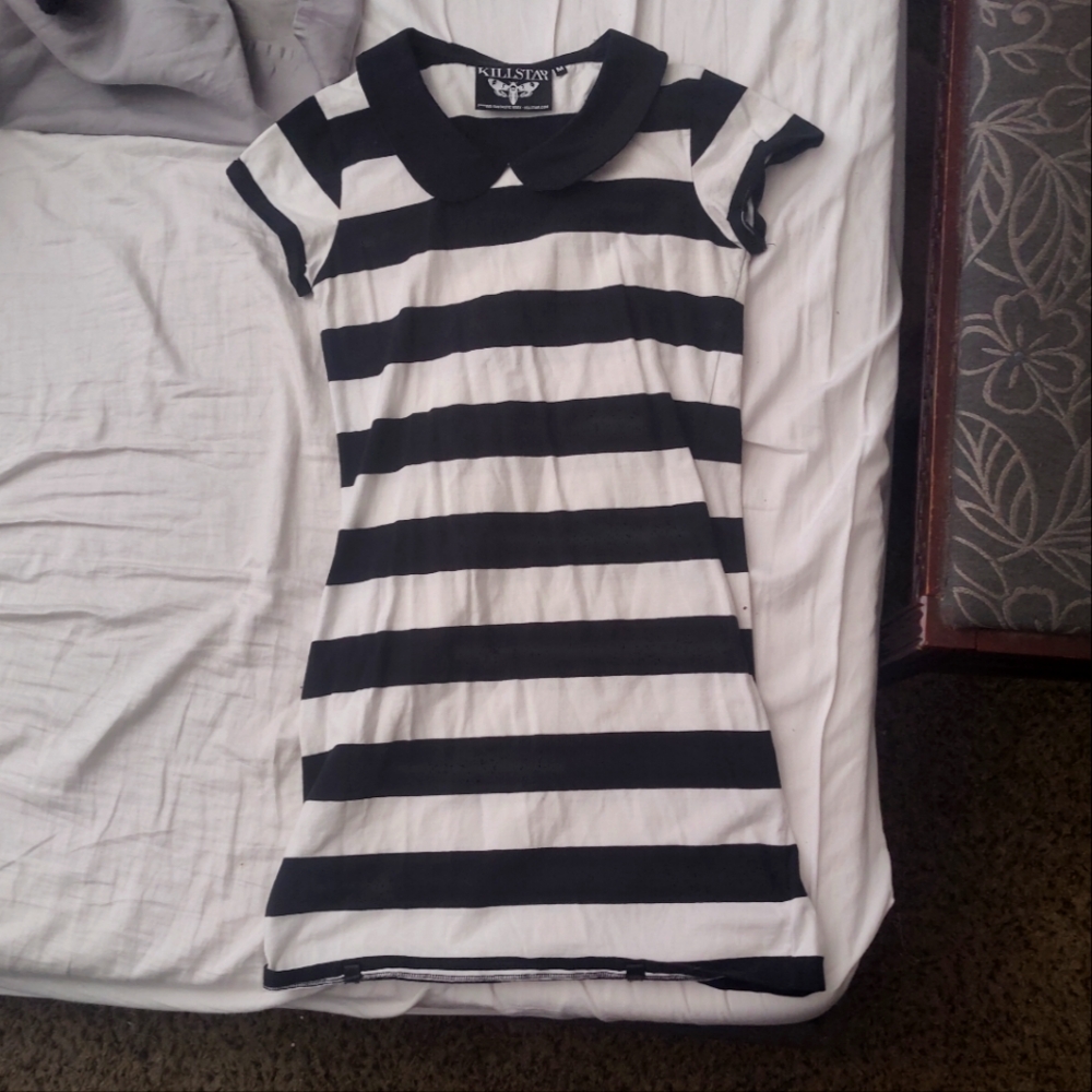 Killstar striped collared Beetlejuice mini dress size M